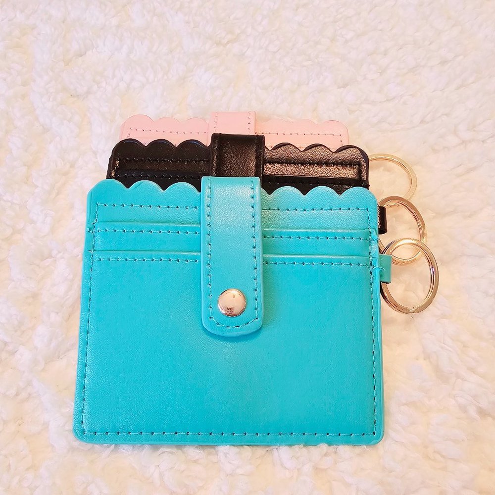 5/$25 Teal Blue Faux Leather Wristlet Wallet ID Card Slot Two Card Slots Buckle